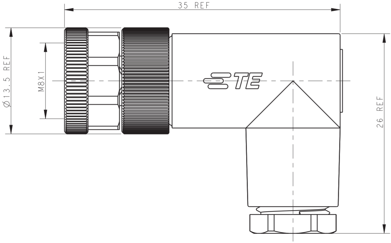 מחבר קונקטור לסנסורים זכר להלחמה לכבל TE CONNECTIVITY M8 T4012008041-000